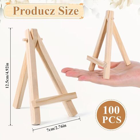 100 Pcs Mini Wood Easel Stands, 5 Inch Small Wooden Canvas Easels for Display, Arts & Crafts Easels Tripod for Tabletop Painting, Weddings, Photos, Business Cards, DIY Crafts, Home Decoration in Saudi Arabia