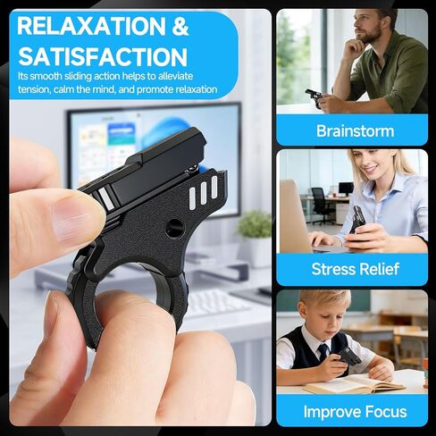 Multifunctional Fidget Gun Fidget Toys Adults Fidget Slider for Adults Stress Relief ADHD/ADD/Autism Cool Gadgets Toys-Black ZX in Saudi Arabia