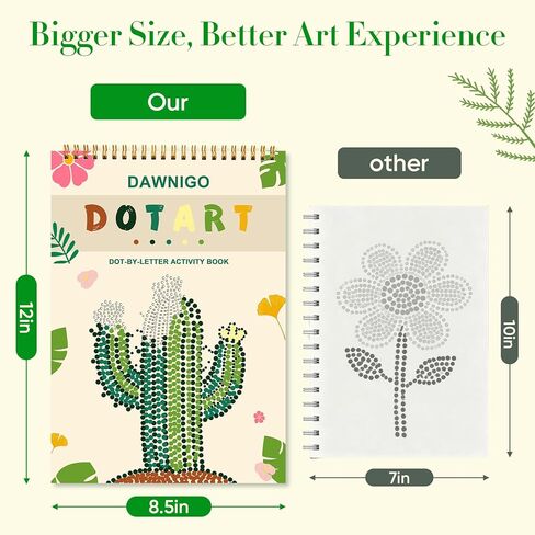 DAWNIGO Dot by Letter Coloring Book للبالغين مع 12 علامة أكريليك، كتاب أنشطة فنية منقطة، 30 صفحة للزهور والمناظر الطبيعية، كتاب تلوين للكبار لليقظة الذهنية للنساء، هدية إبداعية مريحة in Kuwait