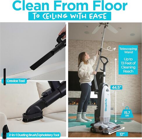 Simplicity Vacuums Allergy Bagged Vacuum Cleaner for Carpet and Hardwood, Multi Surface Upright Vacuum Cleaner with Certified HEPA Vacuum, Pet Vacuum, S20EZM in Saudi Arabia
