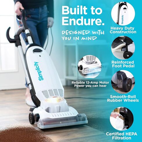 Simplicity Vacuums Allergy Bagged Vacuum Cleaner for Carpet and Hardwood, Multi Surface Upright Vacuum Cleaner with Certified HEPA Vacuum, Pet Vacuum, S20EZM in Saudi Arabia