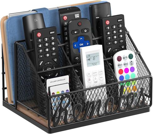 Remote Control Holder, 9-Slot TV Remote Holder for Table, Universal Farmhouse Remote Caddy Large Size Design for Living Room Bedroom Office, No Assembly Required in Saudi Arabia