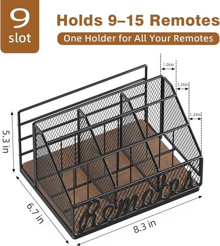 Remote Control Holder, 9-Slot TV Remote Holder for Table, Universal Farmhouse Remote Caddy Large Size Design for Living Room Bedroom Office, No Assembly Required in Saudi Arabia
