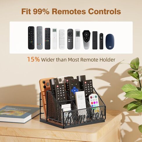 Remote Control Holder, 9-Slot TV Remote Holder for Table, Universal Farmhouse Remote Caddy Large Size Design for Living Room Bedroom Office, No Assembly Required in Saudi Arabia