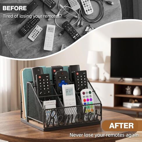 Remote Control Holder, 9-Slot TV Remote Holder for Table, Universal Farmhouse Remote Caddy Large Size Design for Living Room Bedroom Office, No Assembly Required in Saudi Arabia