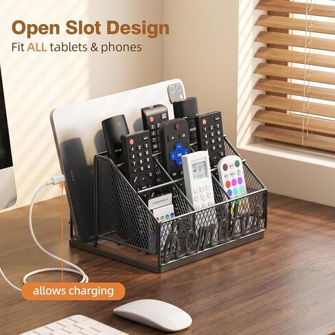 Remote Control Holder, 9-Slot TV Remote Holder for Table, Universal Farmhouse Remote Caddy Large Size Design for Living Room Bedroom Office, No Assembly Required in Saudi Arabia