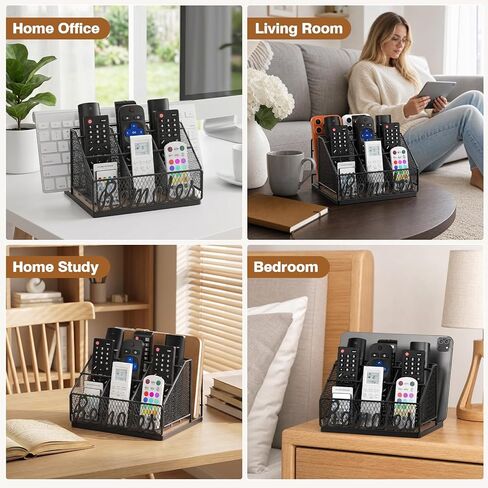 Remote Control Holder, 9-Slot TV Remote Holder for Table, Universal Farmhouse Remote Caddy Large Size Design for Living Room Bedroom Office, No Assembly Required in Saudi Arabia