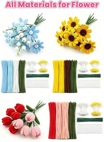 Gloruoia 1700pcs Pipe Cleaners Kit, 7mm Chenille Stems in 17 Colors, DIY Flower Bouquet Making for Crafts, Decorations, School Activities and Creative Projects in Saudi Arabia