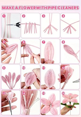 Gloruoia 1700pcs Pipe Cleaners Kit, 7mm Chenille Stems in 17 Colors, DIY Flower Bouquet Making for Crafts, Decorations, School Activities and Creative Projects in Saudi Arabia