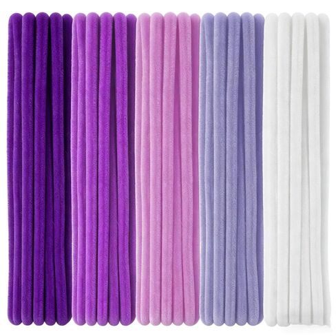 100 Pcs Purple Pipe Cleaners 12 Inch x 6 mm Chenille Stems Purple Series Assorted Fluffy Pipe Cleaners for DIY Crafts, Handicrafts (4 Colors) in Kuwait