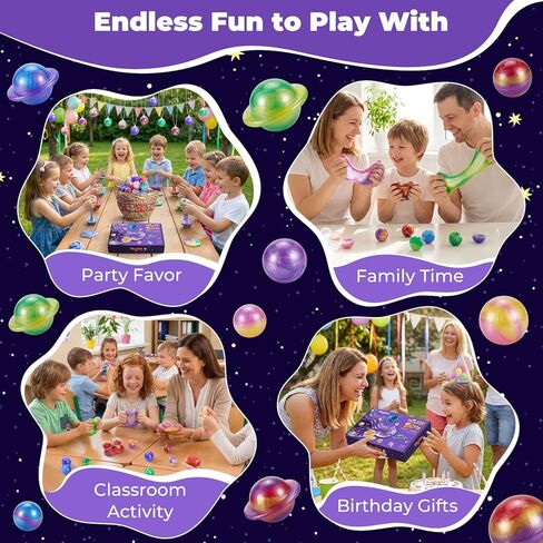 هدايا الحفلات من Theefun Slime، 24 قطعة من كرات Galaxy Slime القابلة للتمدد وغير اللزجة لعيد الميلاد للأطفال، ألعاب حسية DIY ألعاب المعجون لتخفيف التوتر، جوائز الفصول الدراسية للفتيات والأولاد in Kuwait