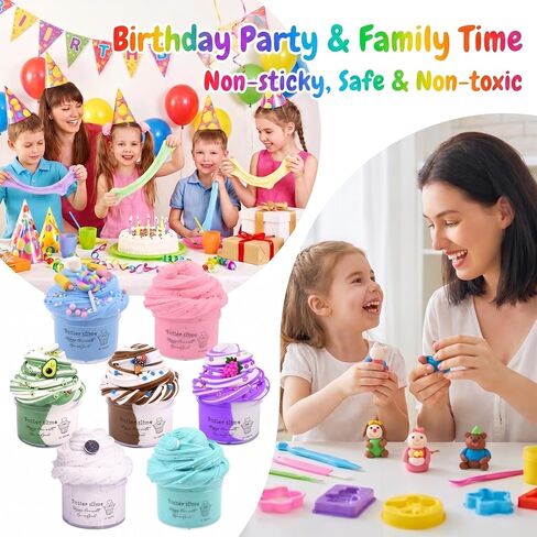 7 Pack Cake Butter Slime Kits, Soft and Non-Sticky, Birthday Gifts for Kids, for Girls and Boys Party Favor Gifts, Stress Relief Toys in Saudi Arabia