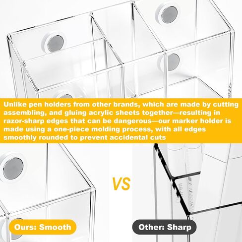 Magnetic Dry Erase Marker Holder for Whiteboard - Clear Acrylic Pen Holder with Strong Magnets for Fridge Refrigerator, Classroom Eraser Storage Caddy, School Locker Organizer, Desk Pencil Cup in Saudi Arabia