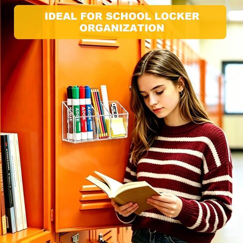 Magnetic Dry Erase Marker Holder for Whiteboard - Clear Acrylic Pen Holder with Strong Magnets for Fridge Refrigerator, Classroom Eraser Storage Caddy, School Locker Organizer, Desk Pencil Cup in Saudi Arabia