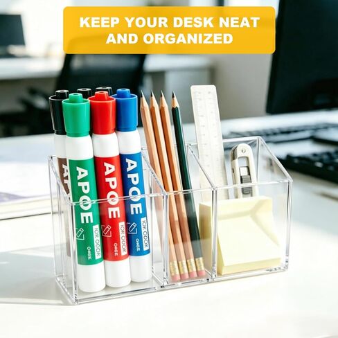 Magnetic Dry Erase Marker Holder for Whiteboard - Clear Acrylic Pen Holder with Strong Magnets for Fridge Refrigerator, Classroom Eraser Storage Caddy, School Locker Organizer, Desk Pencil Cup in Saudi Arabia