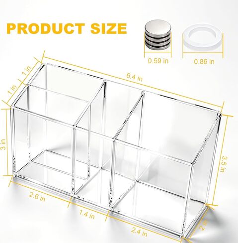 Magnetic Dry Erase Marker Holder for Whiteboard - Clear Acrylic Pen Holder with Strong Magnets for Fridge Refrigerator, Classroom Eraser Storage Caddy, School Locker Organizer, Desk Pencil Cup in Saudi Arabia