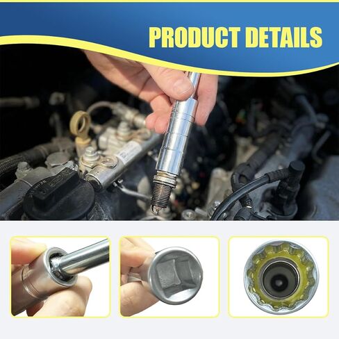 16mm 5/8" Car Spark Plug Socket, Magnetic Swivel Thin Wall 12-Point Spark Plug Removal Tool, 360° Rotatable Extended Long Rod Vehicle 3/8" Drive Socket for Most Cars (Silver) in Saudi Arabia