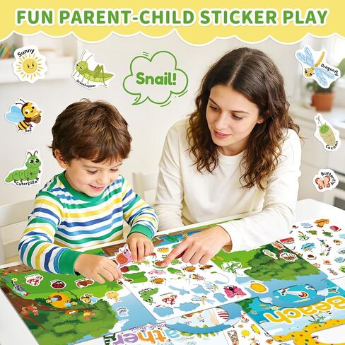 6 Sets Reusable Sticker Book for Toddlers 3-6, Jelly Sticker Books for Toddler, Travel Sticker Activity Toys for Kids 3 4 5 6 Years Old Girls & Boys in Saudi Arabia