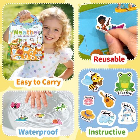 6 Sets Reusable Sticker Book for Toddlers 3-6, Jelly Sticker Books for Toddler, Travel Sticker Activity Toys for Kids 3 4 5 6 Years Old Girls & Boys in Saudi Arabia