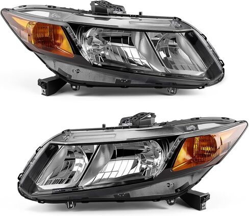 AUTOSAVER88 Headlight Assembly Compatible with 2012 2013 2014 2015 Civic Sedan 4-Door 12 13 Civic Coupe 2-Door Black Housing Amber Reflector in Kuwait
