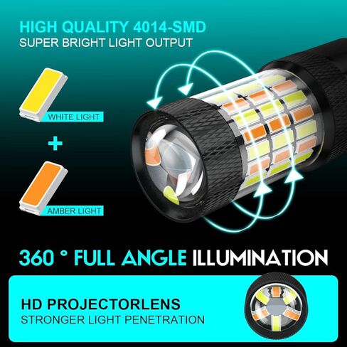 7443 7444NA Switchback LED Turn Signal Bulbs For Toyota Camry 2018 2019 2020 2021 2022 2023 2024 SE/LE/TRD/L, 2025 SE/LE, 2012-2017 All Trims, 300% Brighter Dual Color White/Amber, Parking Light, 2PCS in Kuwait