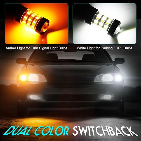 7443 7444NA Switchback LED Turn Signal Bulbs For Toyota Camry 2018 2019 2020 2021 2022 2023 2024 SE/LE/TRD/L, 2025 SE/LE, 2012-2017 All Trims, 300% Brighter Dual Color White/Amber, Parking Light, 2PCS in Kuwait