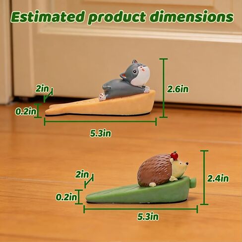 Cute Door Stoppers 2 Pack, Cat & Hedgehog Door Stops for Bottom of Door, Resin Decorative Door Stopper for Home Office Bedroom, Non-Slip Heavy Duty Door Stop in Saudi Arabia