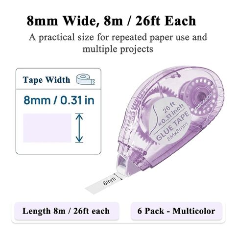 Scrapbook Tape, Set of 6 Pack Double Sided Tape Roller, 0.31 in x 32 Feet Glue Tape Roller, Tape Runner for Scrapbooking, Craft Supplies, Gift Wrapping, Photo Tape and Paper Art. in Saudi Arabia