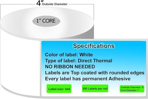 Zebra lp2844 Labels - Made in the USA - Direct Thermal Labels Zebra Labels 4x6 Works with All Zebra Desktop Printers. (16 Rolls (4000 Labels)) in Saudi Arabia