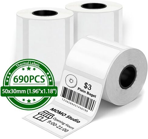 3 Rolls Thermal Labels Stickers 1.96''x1.18'' (50×30 mm) for Label Printer, 230 Labels/Roll White Compatible with Y813 Label Maker/ PL70e-BT/ JD268BT as Custom Stickers in Saudi Arabia