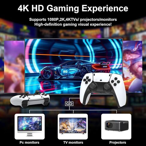 M15 Wireless Retro Gaming Console Upgrade Retro Game Stick with 23 Emulators, Plug & Play Video Games with Built in 64GB 20,000+ Games, Gamestick 4K HDMI Output for TV with 2.4G Wireless Controllers in Saudi Arabia