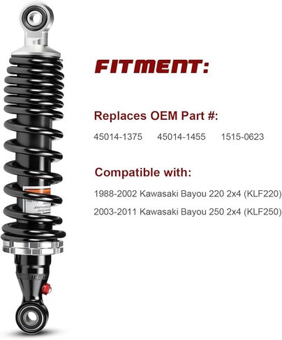 Monotube ATV Front Shocks, Shock Absorber, Struts for Kawasaki Bayou 220 2x4 (KLF220) and Kawasaki Bayou 250 2x4 (KLF250), OEM: 45014-1375, 45014-1455, 1515-0623; Amortiguadores Para Kawasaki Bayou in Saudi Arabia