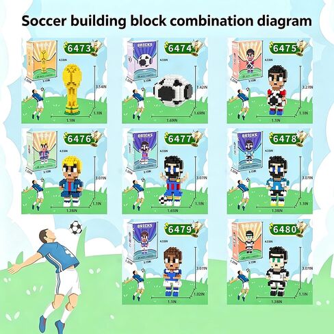 مجموعة مكعبات بناء كأس العالم 2026 مكونة من 8 قطع لبطولة كرة القدم، لعبة رياضية STEM مع نماذج الكأس واللاعبين، مثالية للأطفال والمراهقين، ديكور مثالي لعرض خزانة الكتب للمعجبين in Kuwait