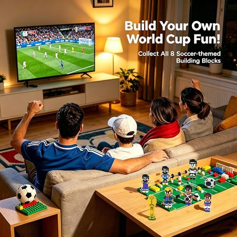 مجموعة مكعبات بناء كأس العالم 2026 مكونة من 8 قطع لبطولة كرة القدم، لعبة رياضية STEM مع نماذج الكأس واللاعبين، مثالية للأطفال والمراهقين، ديكور مثالي لعرض خزانة الكتب للمعجبين in Kuwait