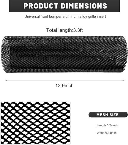 Car Grille Mesh, 40" × 13" Multi Functional Auto Aluminum Grill Mesh with 3 × 6mm Rhombic Hole, Heavy Duty Grille Insert Radiator Protective Cover for Most Vehicles in Saudi Arabia
