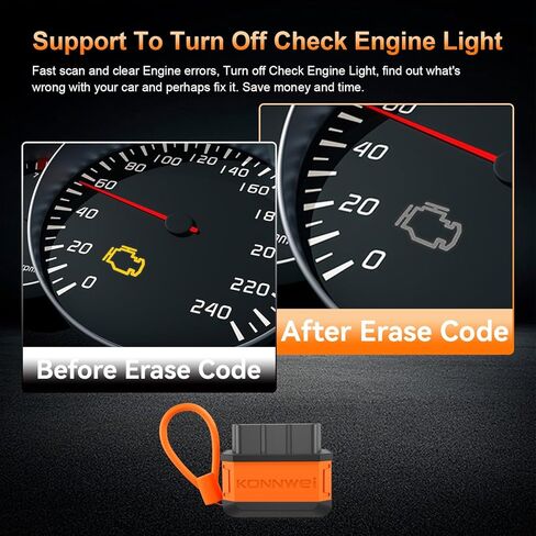 KONNWEI KW906 OBD2 Scanner Bluetooth, Professional Code Reader & Scan Tool for All Cars, Automotive Diagnostic Tool to Check Engine Light & Clear Fault Codes, Auto Scan, Live Data, Battery Test in Kuwait