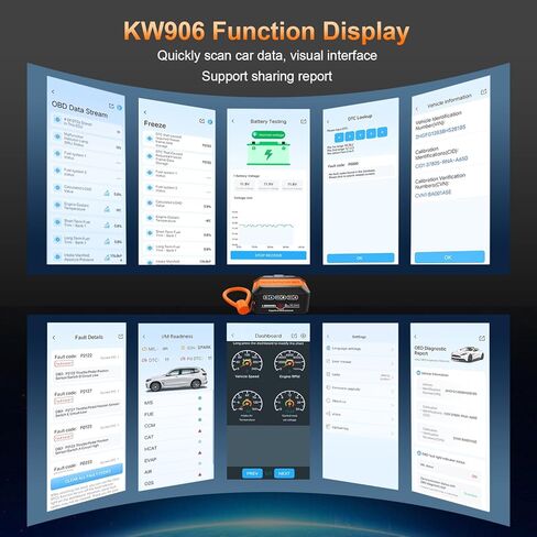 KONNWEI KW906 OBD2 Scanner Bluetooth, Professional Code Reader & Scan Tool for All Cars, Automotive Diagnostic Tool to Check Engine Light & Clear Fault Codes, Auto Scan, Live Data, Battery Test in Kuwait