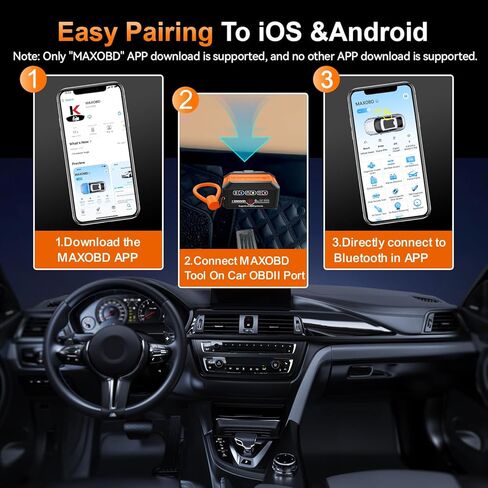 KONNWEI KW906 OBD2 Scanner Bluetooth, Professional Code Reader & Scan Tool for All Cars, Automotive Diagnostic Tool to Check Engine Light & Clear Fault Codes, Auto Scan, Live Data, Battery Test in Kuwait