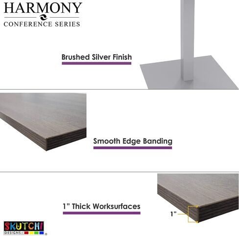 SKUTCHI DESIGNS INC. 6-Person Oval Boat Shaped Conference Table | Harmony Office Series with Brushed Silver Metal Post Legs | Lakeland Salt – 5ft in Saudi Arabia
