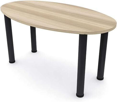 SKUTCHI DESIGNS INC. 6-Person Oval Boat Shaped Conference Table | Harmony Office Series with Brushed Silver Metal Post Legs | Lakeland Salt – 5ft in Saudi Arabia