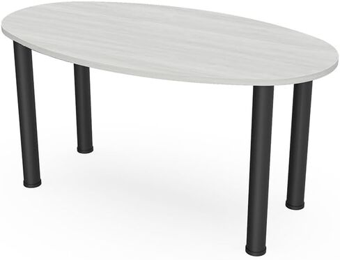 SKUTCHI DESIGNS INC. 6-Person Oval Boat Shaped Conference Table | Harmony Office Series with Brushed Silver Metal Post Legs | Lakeland Salt – 5ft in Saudi Arabia