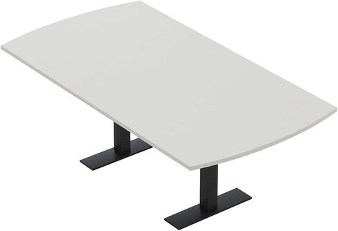SKUTCHI DESIGNS INC. 6 Person Arc Rectangle Conference Table with Metal T-Legs | Boardroom Table with Power and Data Unit | Matte Silver Base | White - 7 Ft in Saudi Arabia