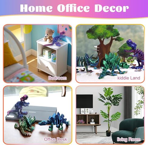 3-Piece Set 3D Printed Movable Dinosaur Toy Figures with Flexible Joints, Tyrannosaurus Rex, Stegosaurus, and Triceratops, Suitable as Gift, Toy and Desktop Decoration for Kids and Adults in Saudi Arabia
