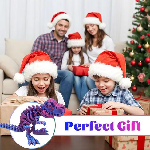 3-Piece Set 3D Printed Movable Dinosaur Toy Figures with Flexible Joints, Tyrannosaurus Rex, Stegosaurus, and Triceratops, Suitable as Gift, Toy and Desktop Decoration for Kids and Adults in Saudi Arabia