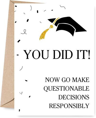 Graduation Card Gifts, Black and Gold Congrats College, High School Graduation Greeting Card with Envelopes, Grad Gifts for Daughter, Son in Saudi Arabia