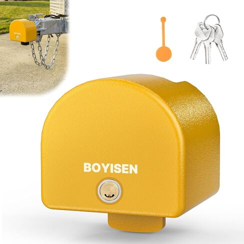 BOYISEN Trailer Coupler Lock for 2" & 2-5/16" Couplers, Heavy-Duty Wraparound Anti-Theft Tongue Lock with 3 Keys & Dust Cap, for RV, Camper, Boat & Travel Trailer, Rust-Resistant in Saudi Arabia
