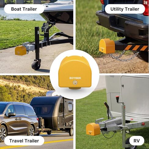 BOYISEN Trailer Coupler Lock for 2" & 2-5/16" Couplers, Heavy-Duty Wraparound Anti-Theft Tongue Lock with 3 Keys & Dust Cap, for RV, Camper, Boat & Travel Trailer, Rust-Resistant in Saudi Arabia
