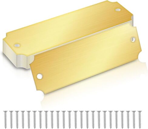 12 Pcs Name Plates, Engraved Name Plates Laser Metal Plate with Adhesive and Screws, Gold Notched Corner Custom Name Plate (1x3 Inch) in Saudi Arabia