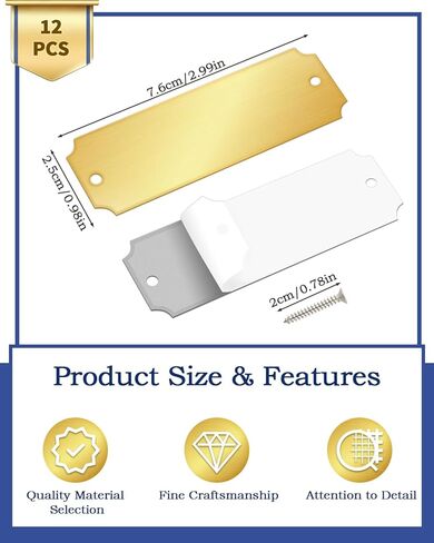 12 Pcs Name Plates, Engraved Name Plates Laser Metal Plate with Adhesive and Screws, Gold Notched Corner Custom Name Plate (1x3 Inch) in Saudi Arabia