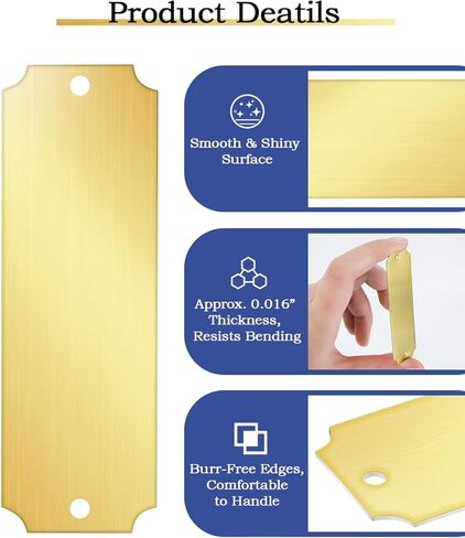 12 Pcs Name Plates, Engraved Name Plates Laser Metal Plate with Adhesive and Screws, Gold Notched Corner Custom Name Plate (1x3 Inch) in Saudi Arabia